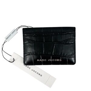Marc Jacobs New with Tags The Leather Card Case Wallet Black Croc Embossed